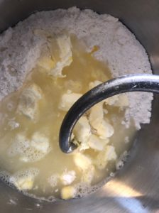 Butter, eggs, water and flour mixture